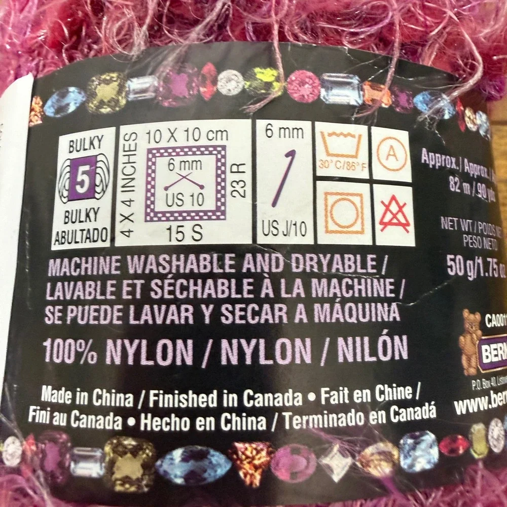 Y2K Bernat Bling Bling Yarn Cabaret Crimson Bulky Knit Crochet Craft 50g 90 yrds